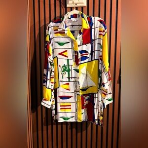 Doncaster Multicolor Nautical Print Tunic Shirt Sz 10 VTG 80’S